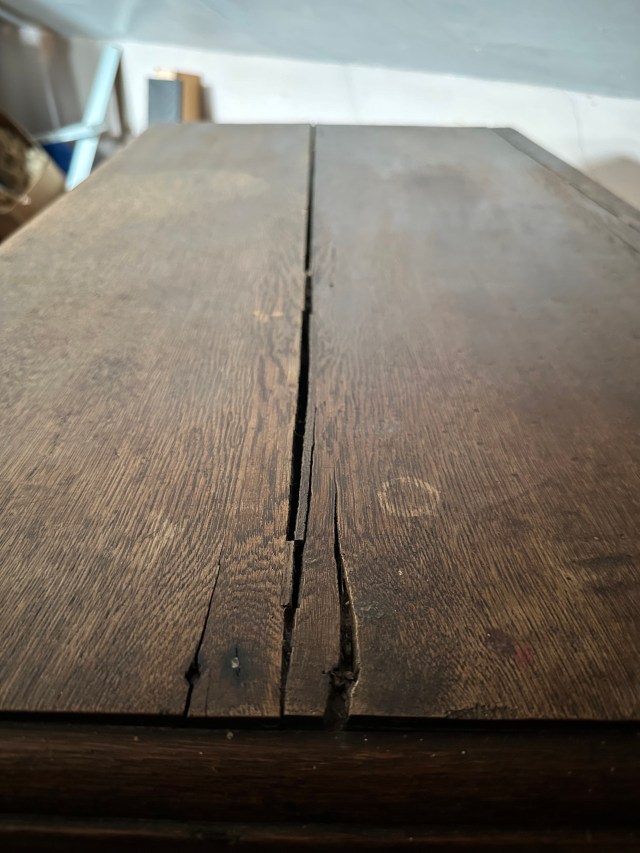 cracked wood on victorian drawers