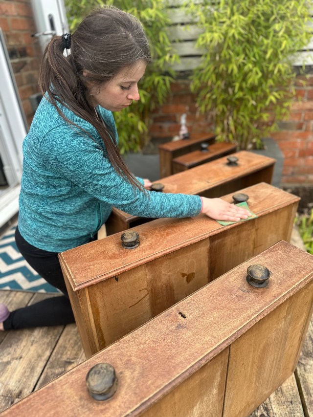 sanding drawer fronts