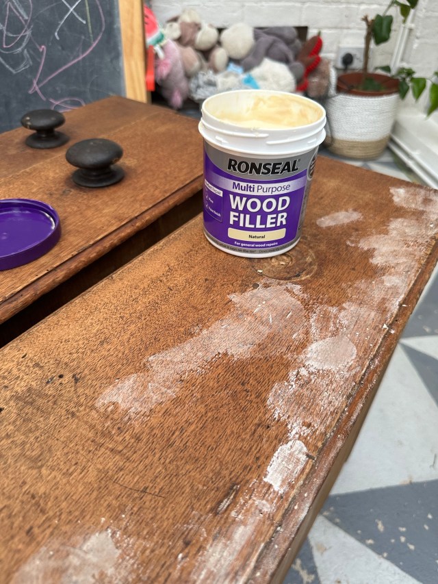 filling woodworm holes on drawers