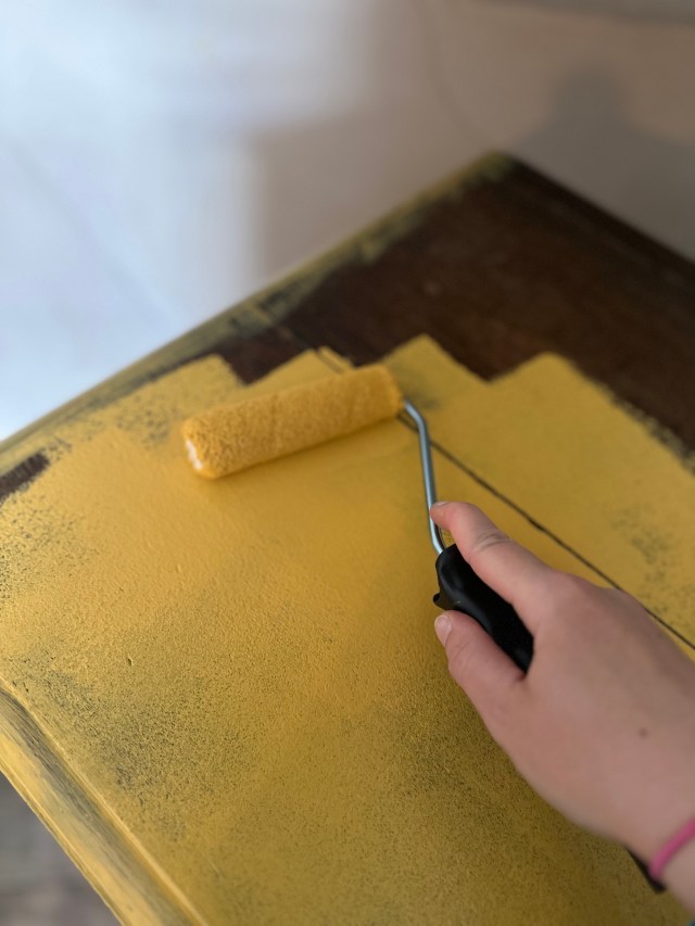 v33 honey yellow paint on drawers