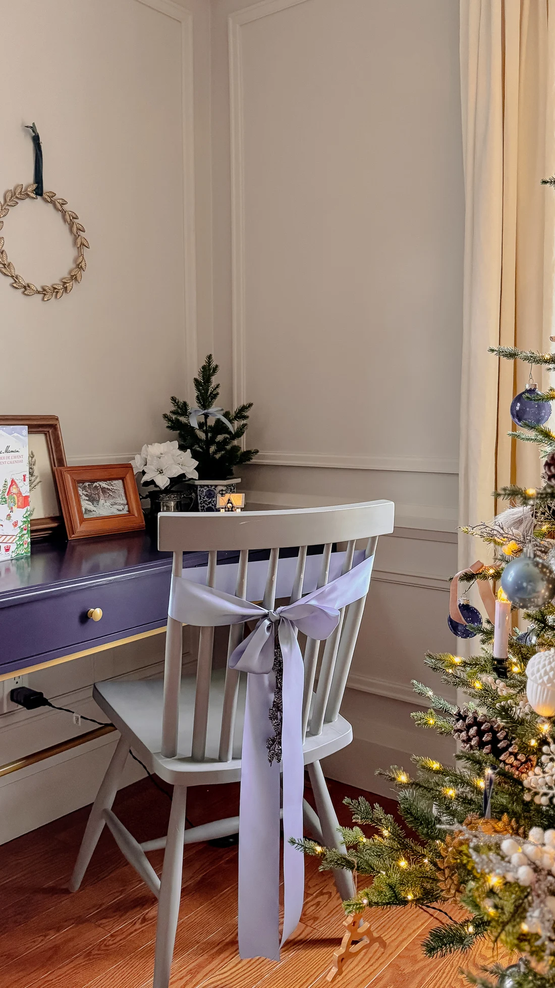 christmas living room tour blue and white ideas