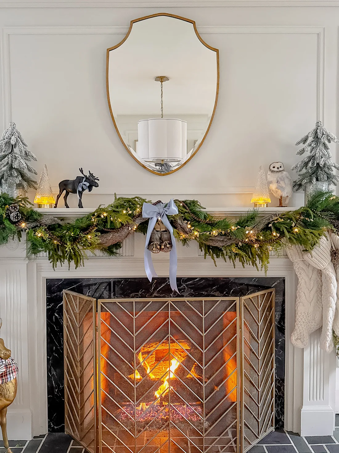 christmas living room tour blue and white ideas