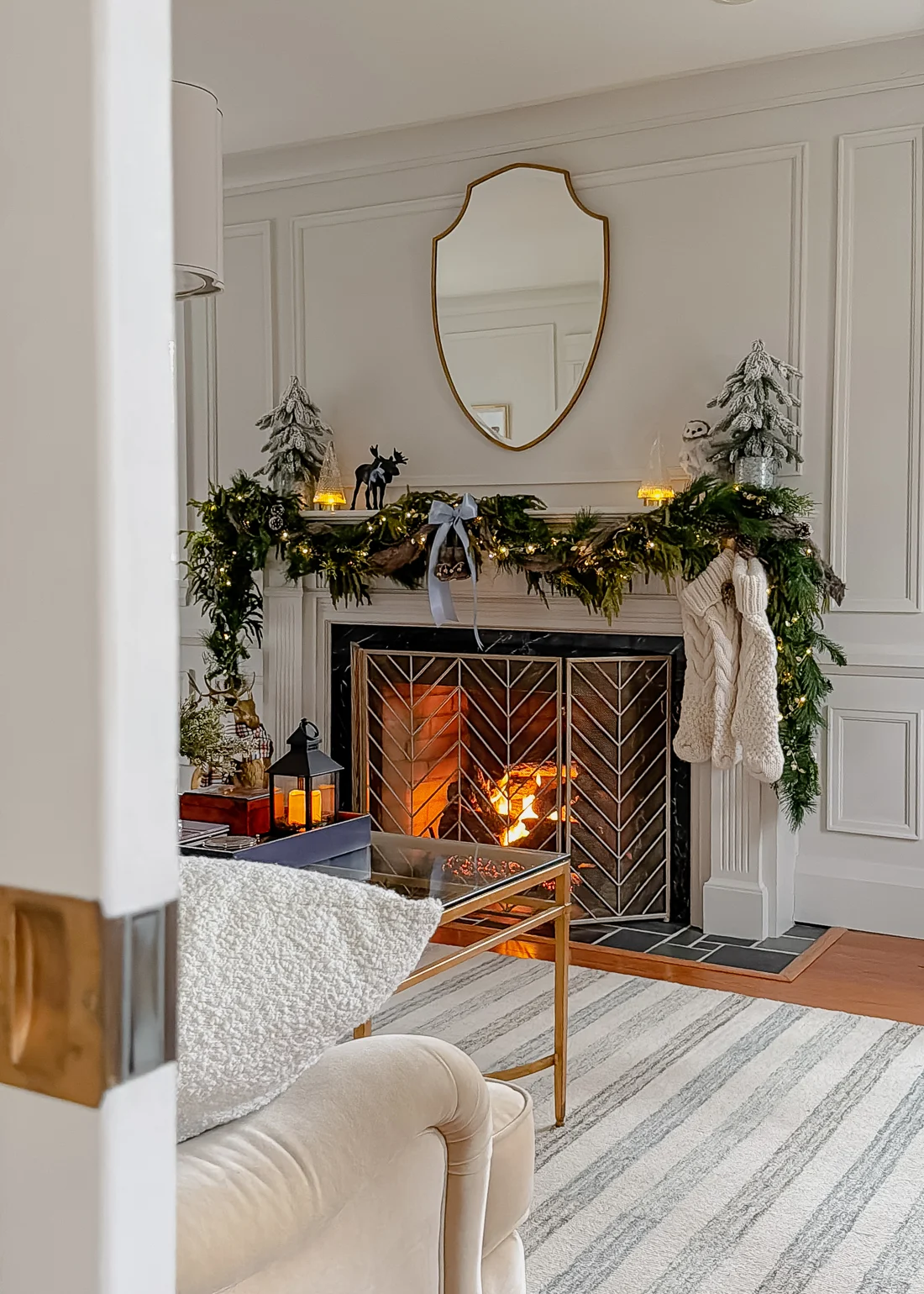 christmas living room tour blue and white ideas