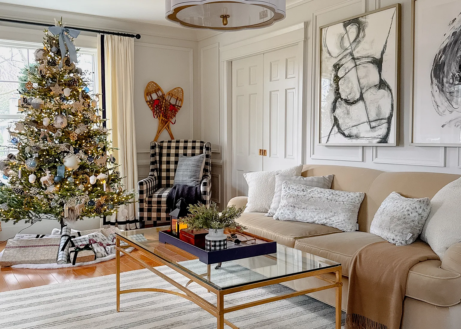 christmas living room tour blue and white ideas