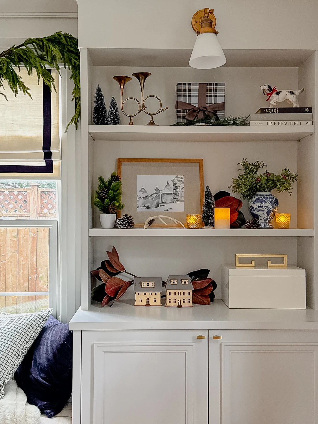 christmas living room tour blue and white ideas