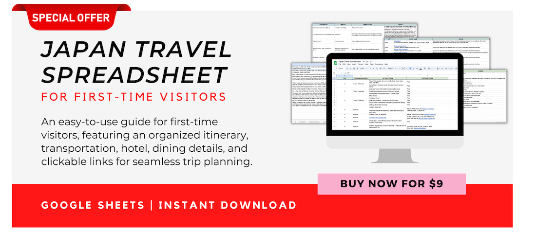 japan travel spreadsheet, japan trip planner download