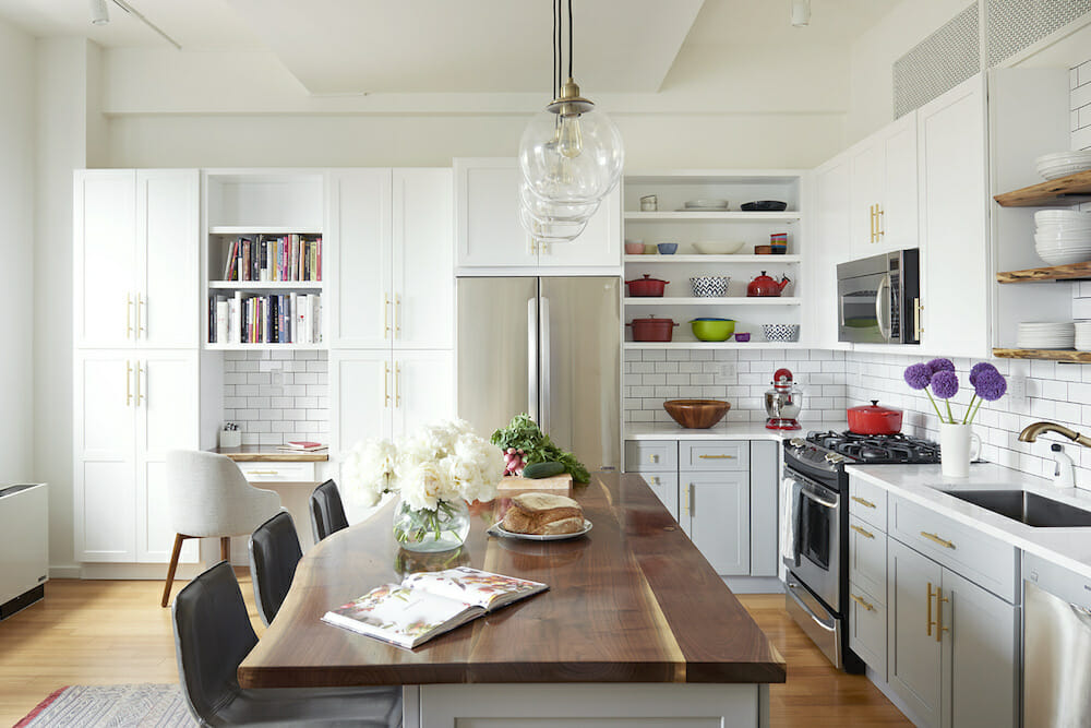 Subway Chic Meets Open Shelving in a Functional Kitchen