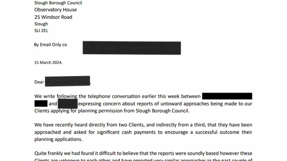 Revealed: Email accusing councillors of asking for £500k bribes for green belt planning approval
