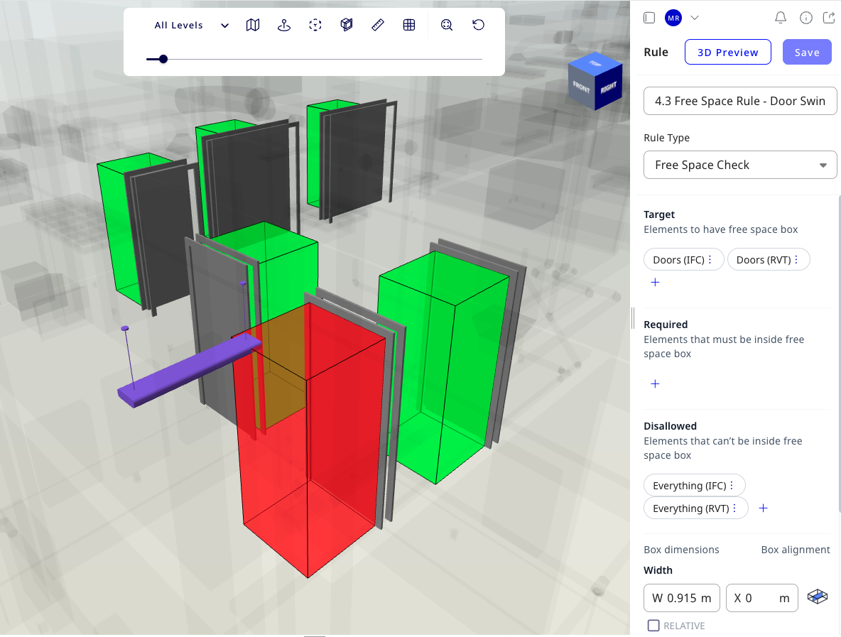 Checking free spaces with Solibri CheckPoint