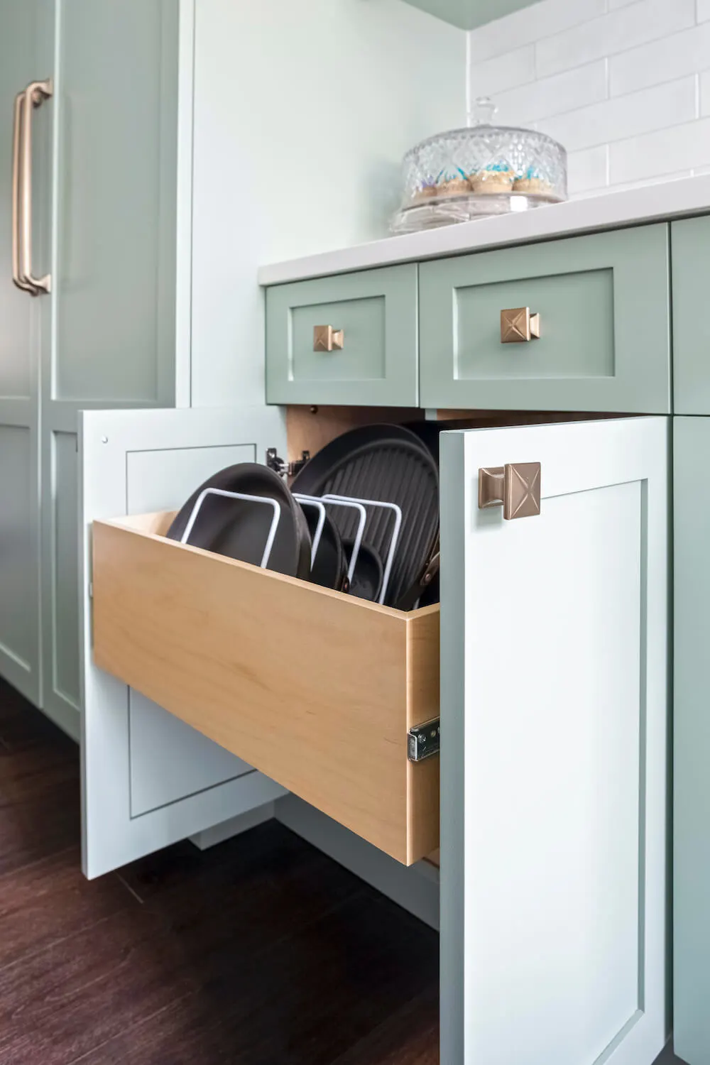 Custom cabinets and drawers in kitchen remodel
