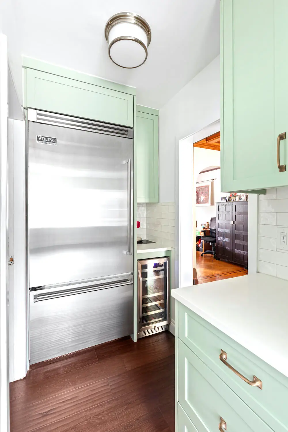 Stainless steel fridge and wine fridge