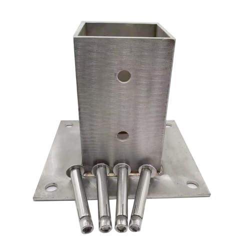 Heavy Duty Cement Post Base Pergola Kit 2x2 3x3 4x4 5x5 6x6 8x8 Inches Fence Gate Post Anchor Support Holder Square Column Base Brackets With Screws & Fittings Sturdy and Durable (150x150 Mm