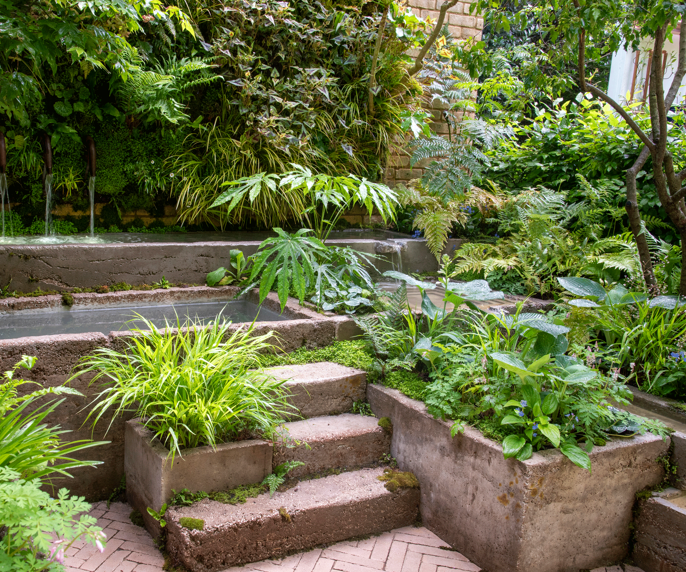 The Ecotherapy Garden. Designed by Tom Bannister. Container Garden Chelsea Flower Show 2024