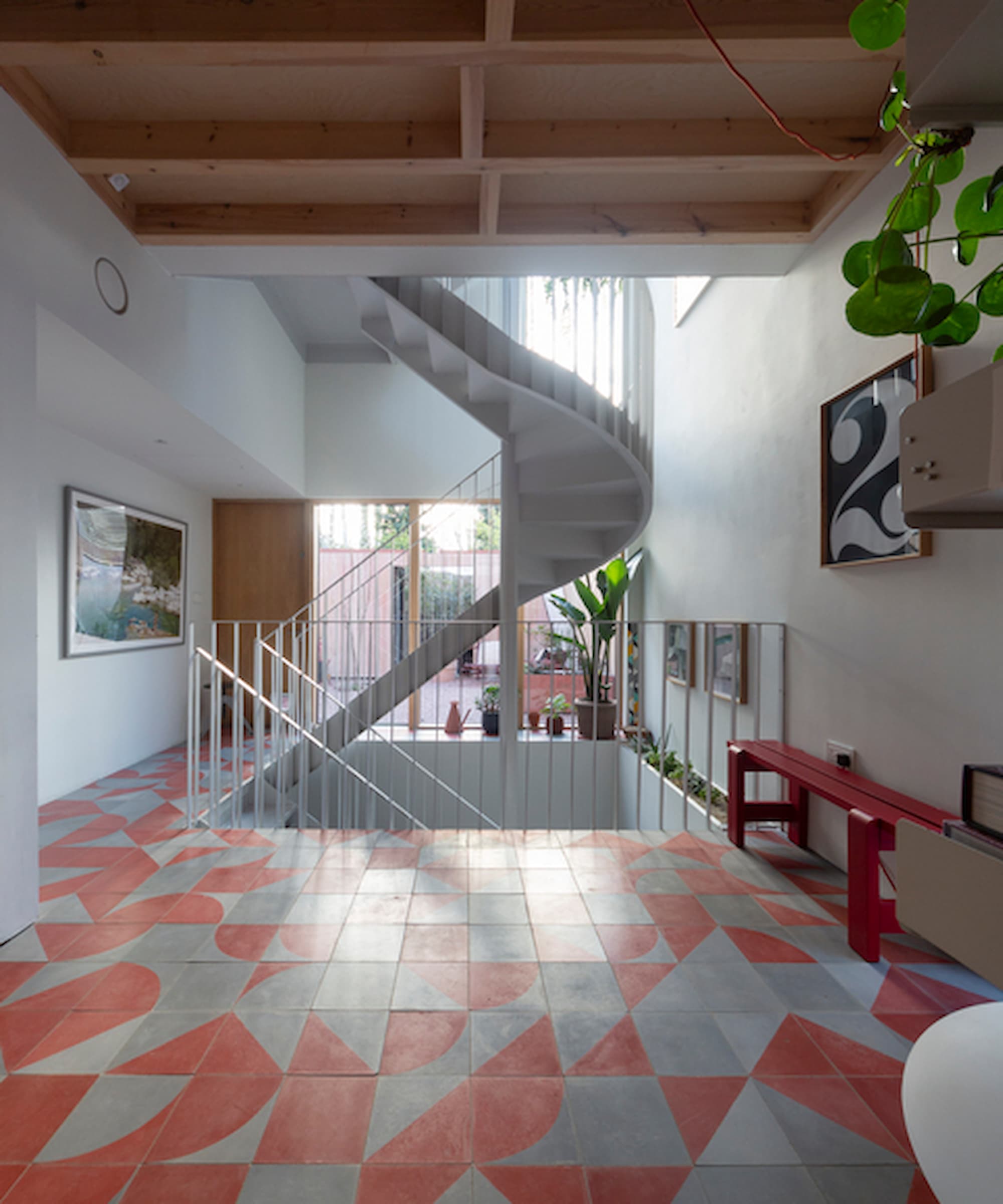 A spiral staircase going underground