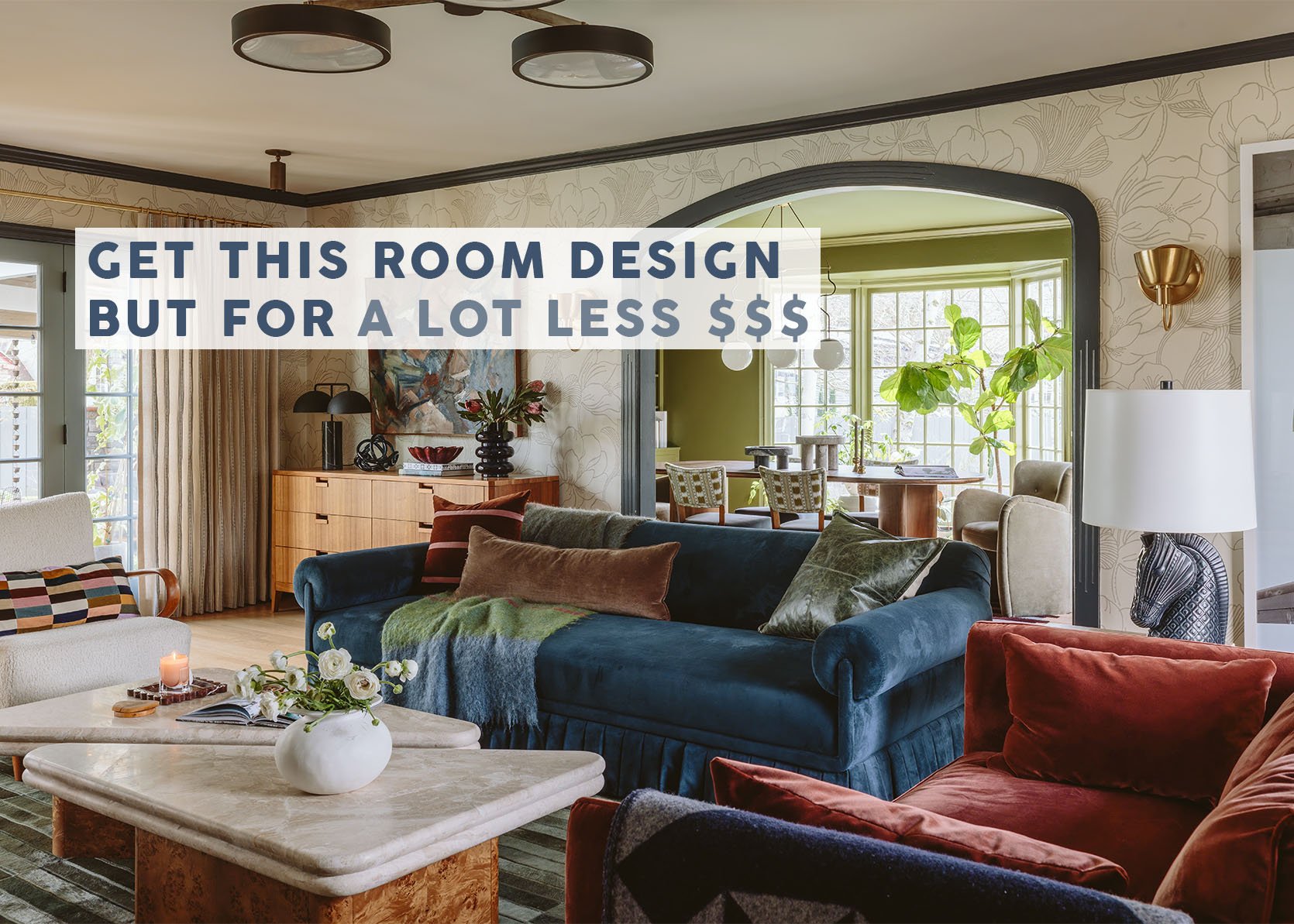 Get The Look For Less: The Colorful Modern Traditional Living Room We All Loved, Now On A Budget