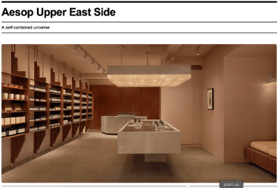 AZA Transforms Wall Street Lobby into Aesop Store