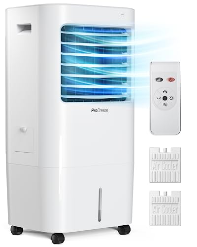 Pro Breeze 4-In-1 Air Cooler With 10 Litre Capacity, Remote Control, 3 Fan Speeds & Led Display. Powerful Evaporative Air Cooler With Built-In 7.5 Hour Timer & Automatic Oscillation for Home & Office