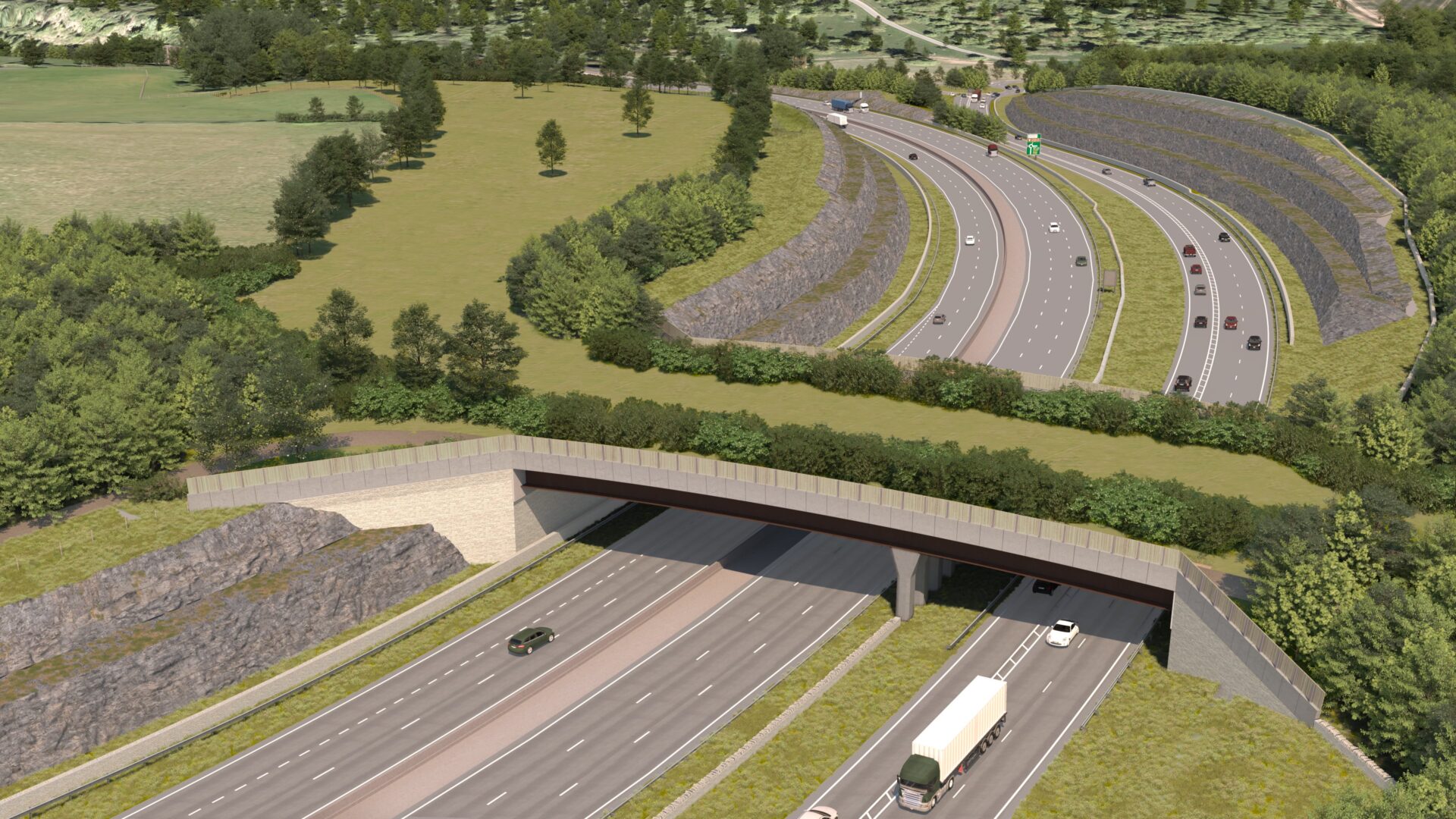 National Highways green bridges - An artist’s impression of the new Gloucestershire Way crossing