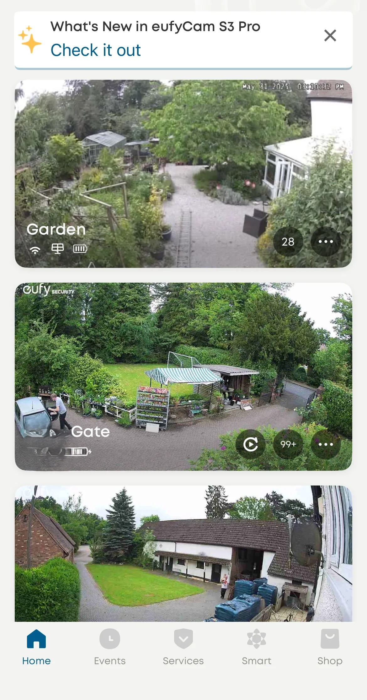An image of a home page of a eufy camera app