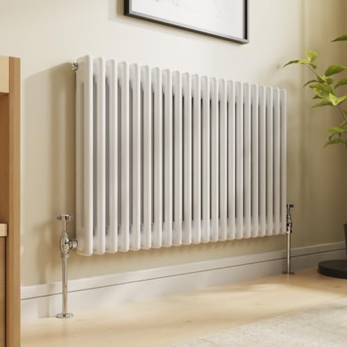 Nrg 600x1010 Traditional Colosseum Cast Iron Bathroom Radiator Gloss White 2 Panel