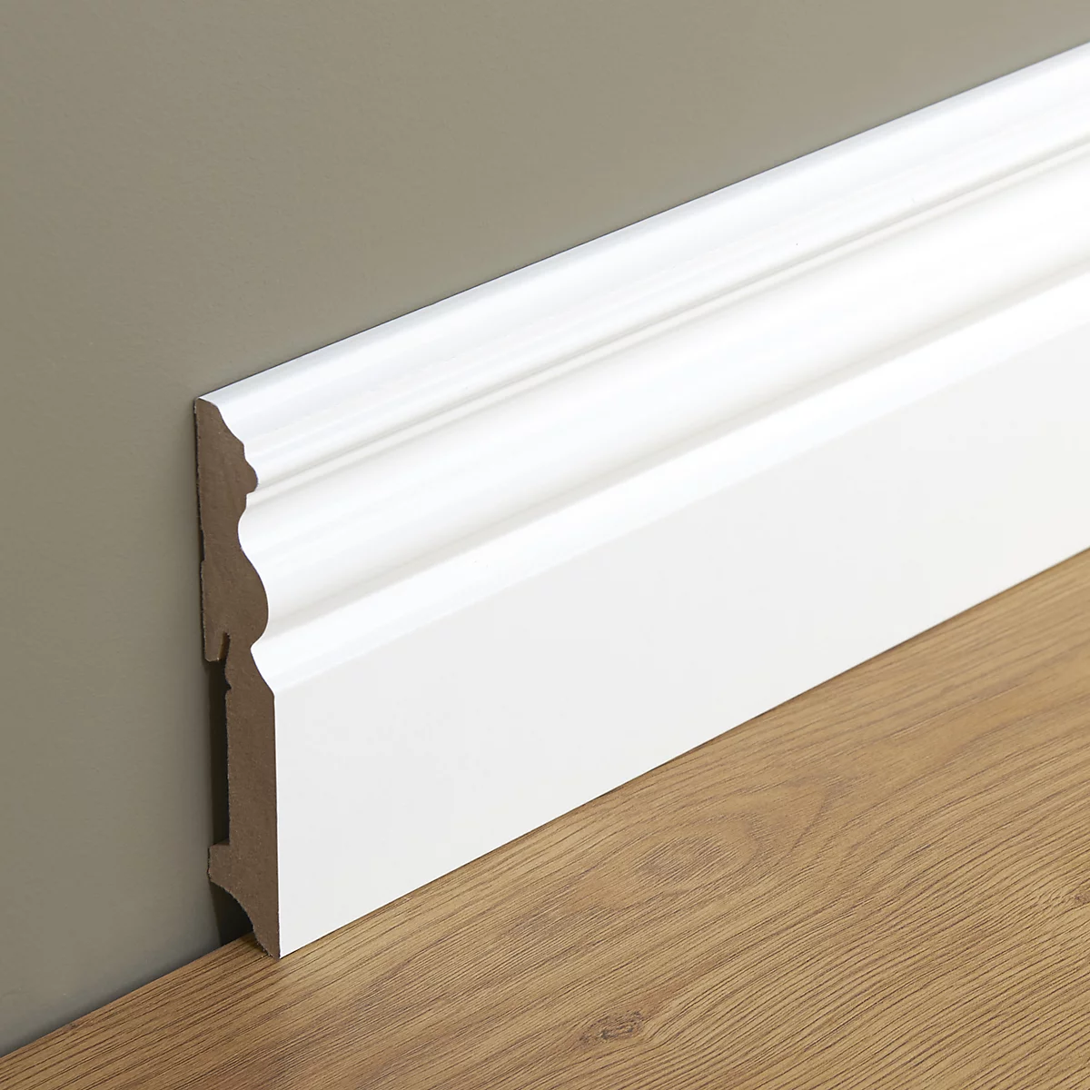 GoodHome Primed White MDF Skirting board (