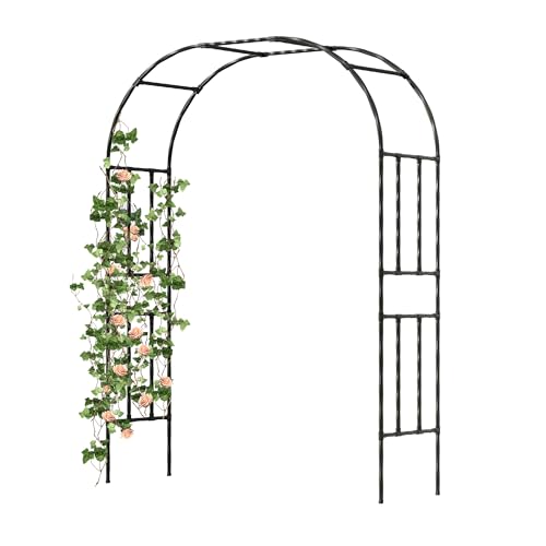 Caroeas Metal Garden Arch With 20mm Thickened Galvanized Steel Tubes, Rust-Resistant Rose Arch, 150cm Wide X 240cm High, Ideal for Climbing Plants and Outdoor Decoration as Garden Archway or Trellis