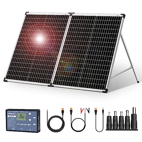 Dokio Foldable Portable Solar Panel 100 Watt 12 Volt Monocrystalline Solar Suitcase With Waterproof Charge Controller