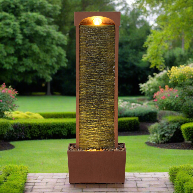 Teamson Home Outdoor 38.5” Curved Textured Waterfall Fountain Yard Décor Red Rock & Reviews | Wayfair.co.uk