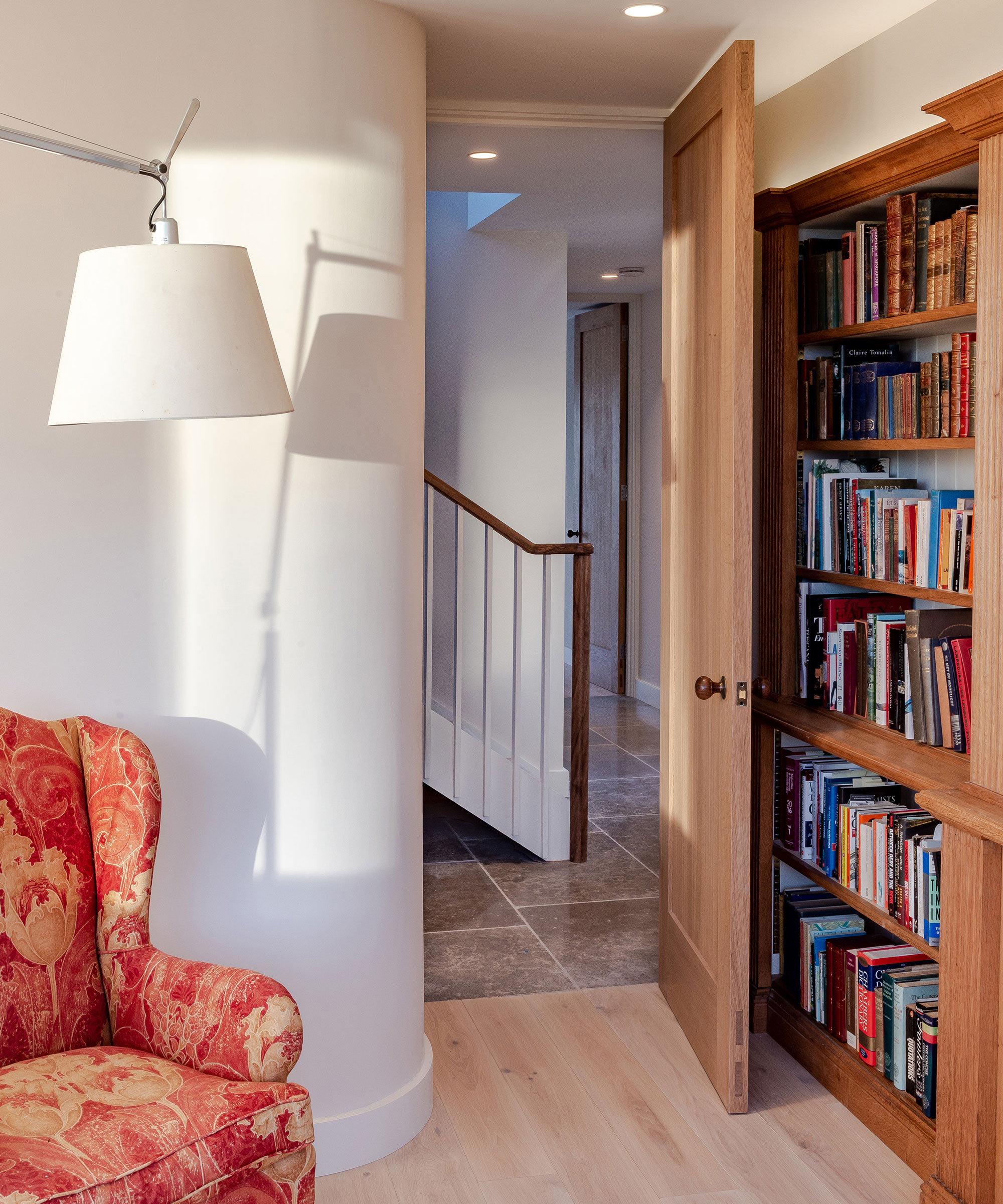 book shelves behind door