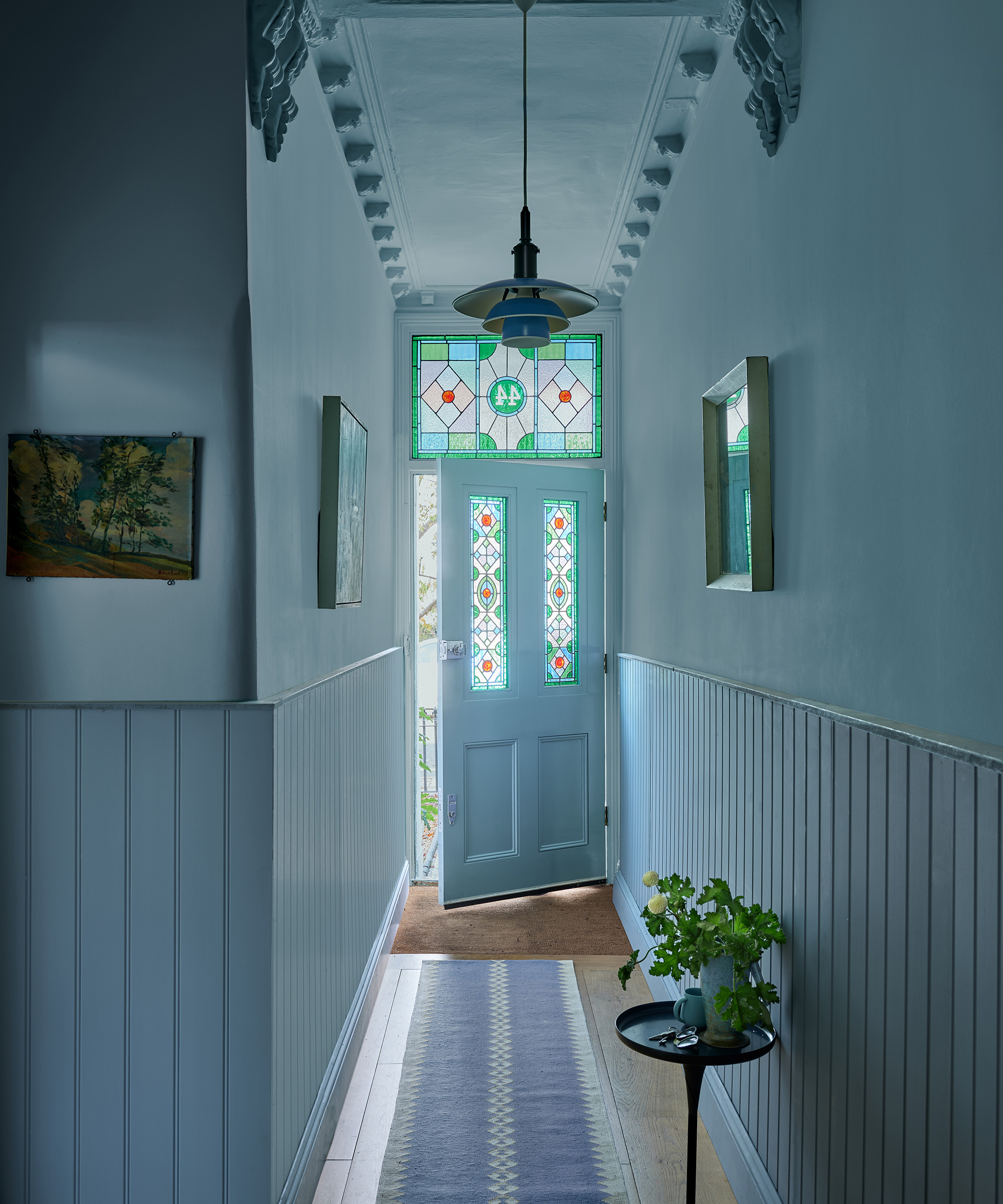 pale blue hallway