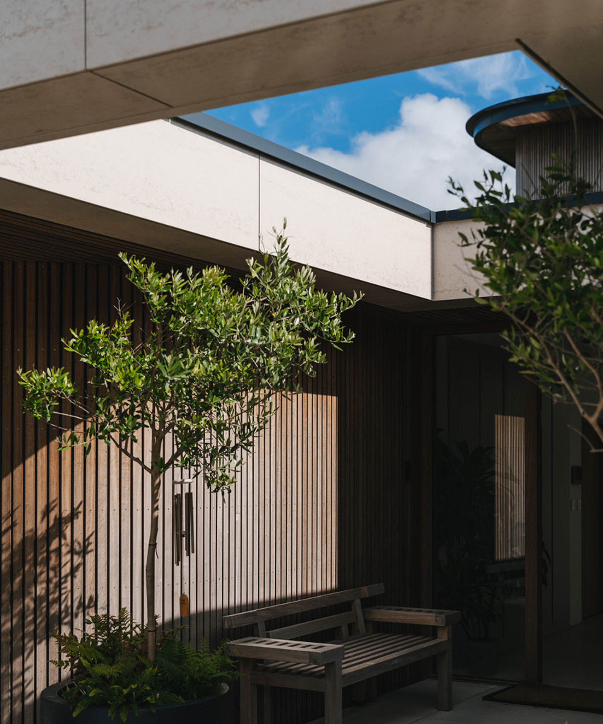 modern porch with cut out