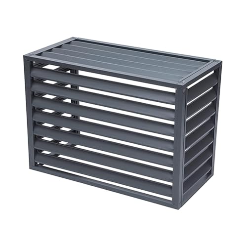 Dnowegas Heat Pump Cover Air Source Heat Pump Cover Ondenser Cover Aluminum Air Conditioner Fence Outdoor Condenser Protective Cover Gray Louver Top L100*w50*h70(1.5p)