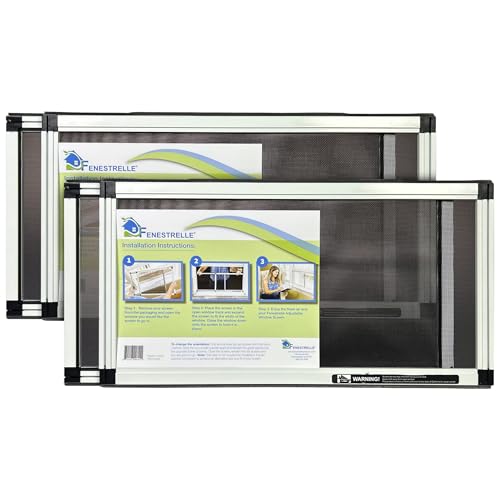 Fenestrelle Expandable Window Screen - Horizontal (25cm H X 48cm-91cm W), Pack of 2 Small Screens. Keeps Out Bugs. Perfect Replacement Screen for Windows. Insect, Mosquito, Fly Screens for Windows