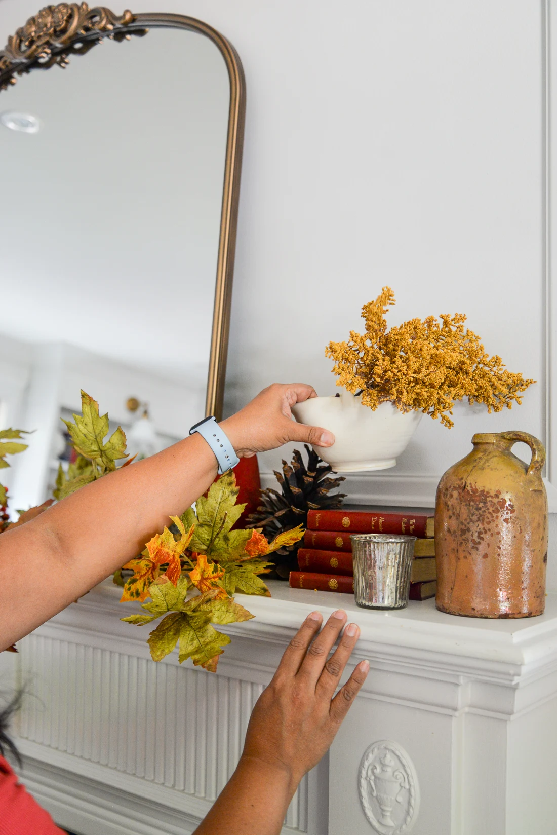 living room traditional fall decorating ideas, fireplace mantel decor for fall