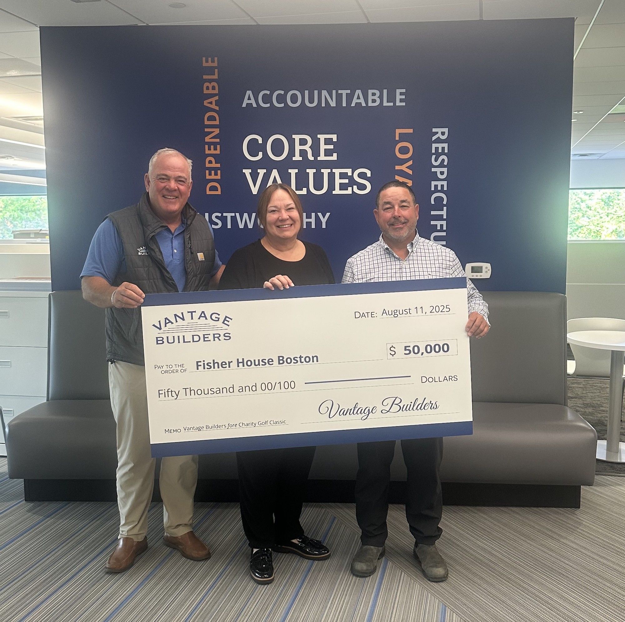 Vantage Builders Donates $50,000 to Fisher House Boston Through Annual Golf Classic