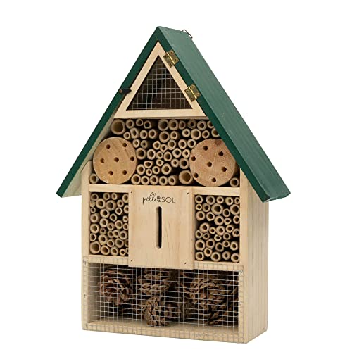 Pelle &amp; Sol Eco-Friendly Bee House | Bug Hotel for Bees, Butterfly, Insect | Kid Friendly Weather Resistant Hanging Bee Hotel Bamboo Nesting Habitat | Bug House Garden Decor &amp; Nature Gifts for Kids