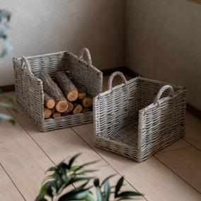 Cedar &amp; Sage Set of 2 Corte Log Baskets