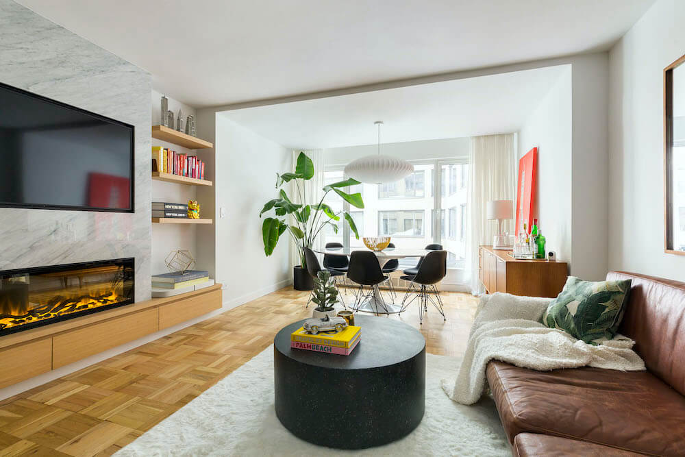 dining room and modern living room remodel