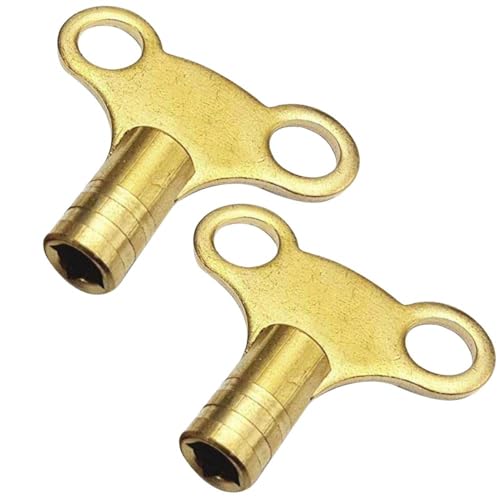 Radiator Bleed Key Solid Brass Clock Key Easy Grip Butterfly Design Venting Air Valve - Pack of 2