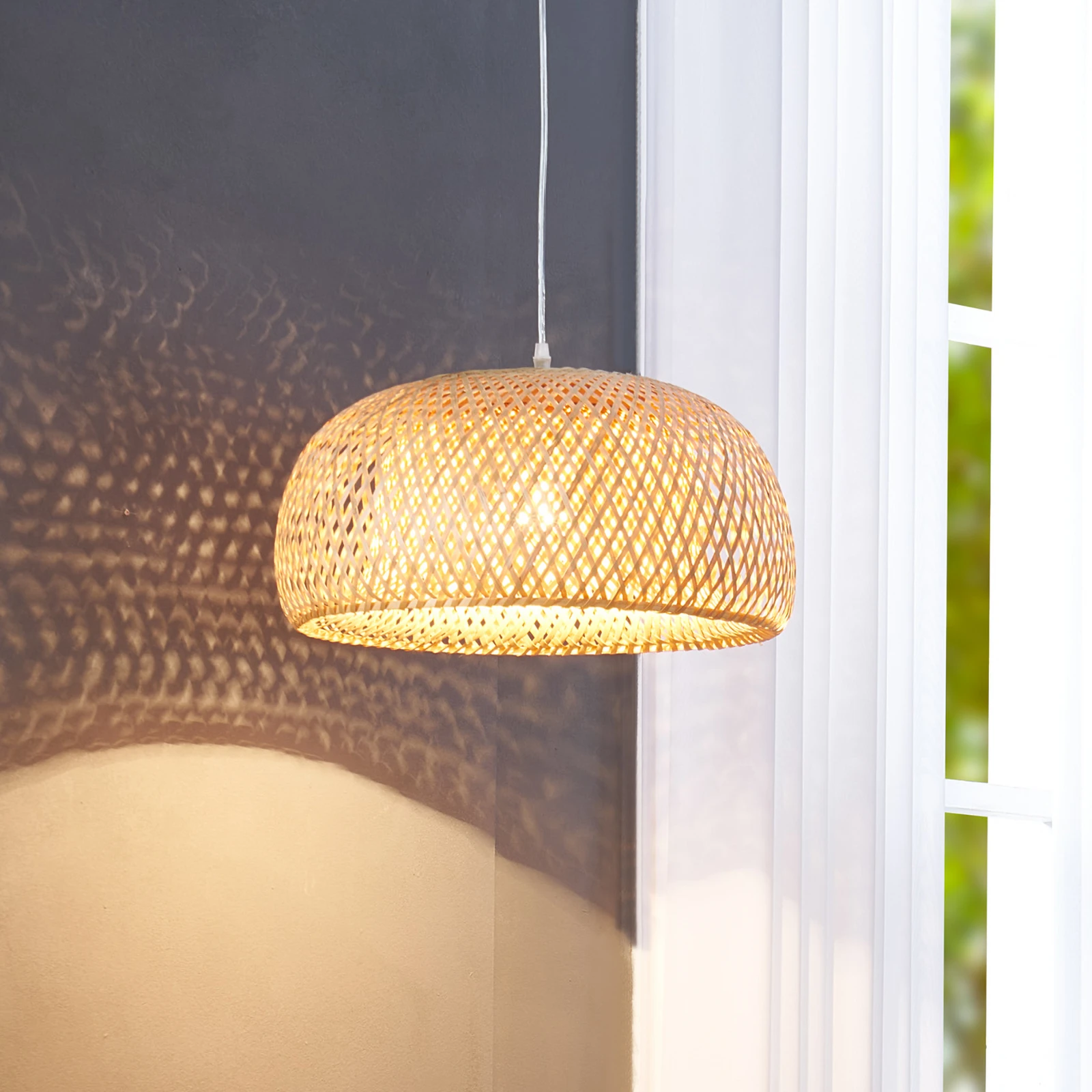 Lindby Pendant Light Jadwiga, Ø 45 Cm, Bamboo, E27