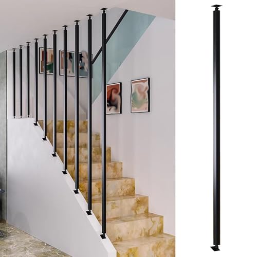 Chzdpp Angle Adjustable Metal Stair Spindles for Prevent Falling, Staircase Balusters for Lofts/hotel/villas/office Stairs Remodeling, Customizable Baluster Column(black(style A),60cm/23.6in/2ft)