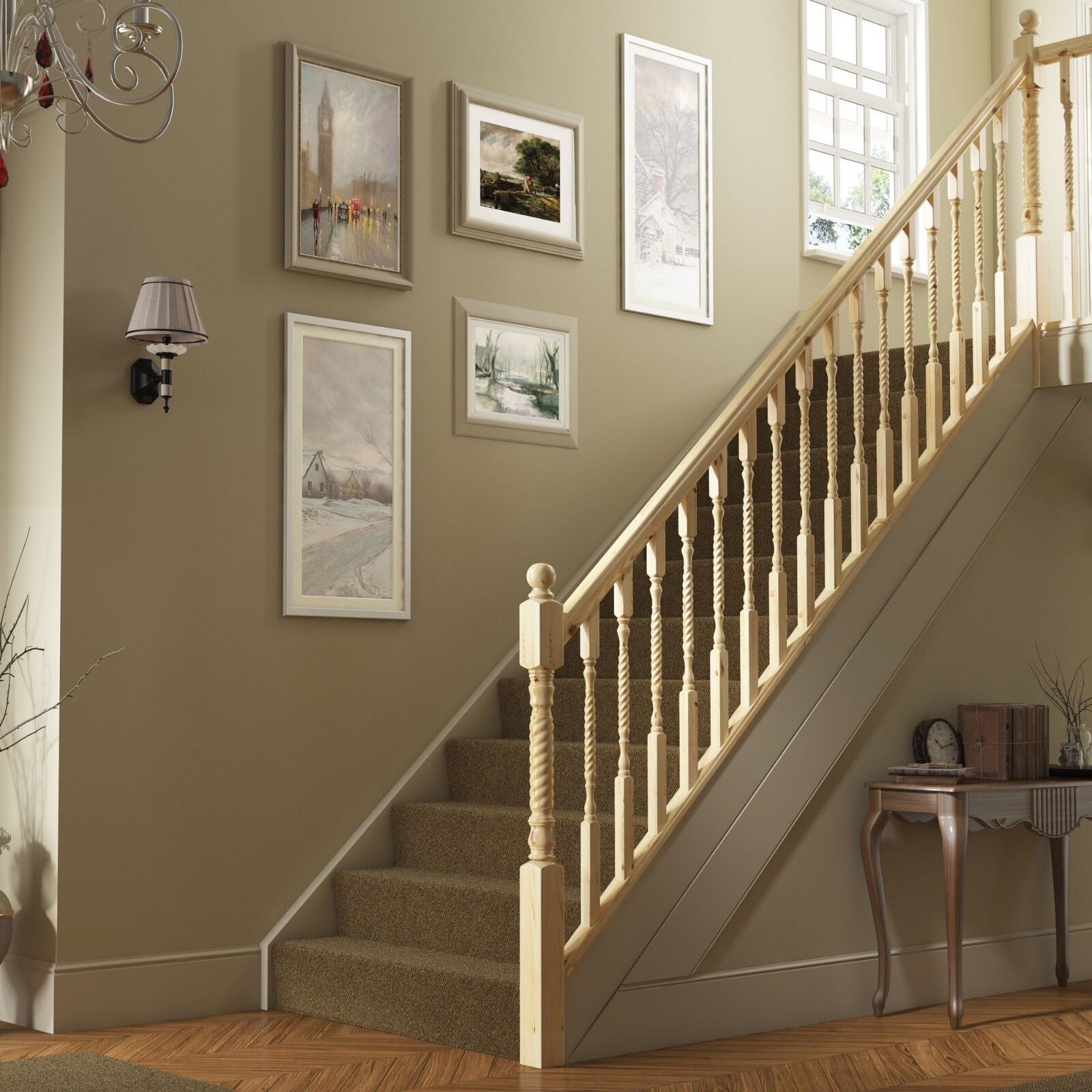 Cheshire Stair Kit Barley Twist Stair Landing Kit Oak Pine Posts Spindles Rails