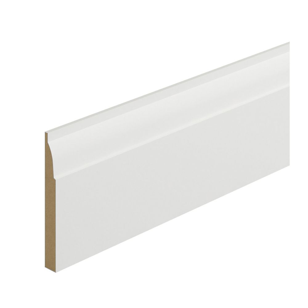 A piece of ovolo style skirting, primed in white