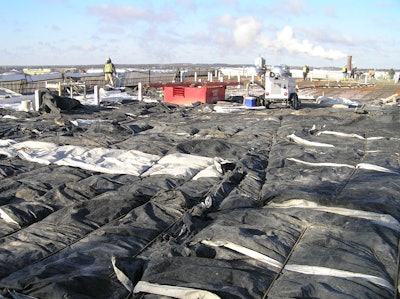 Curing blankets protect freshly placed concrete from freezing temperatures—an essential step in cold weather concreting to ensure proper strength development and surface durability.