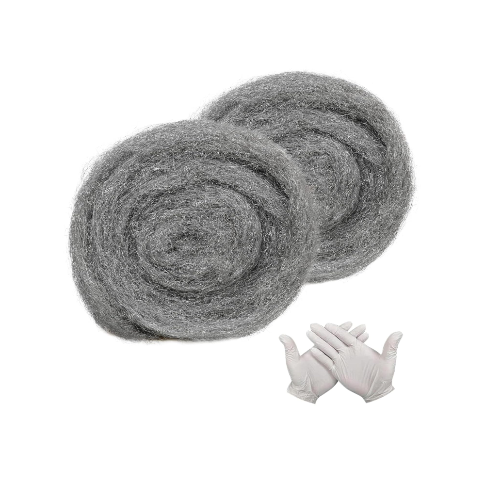 Two balls of steel wall and a pair of rubber gloves