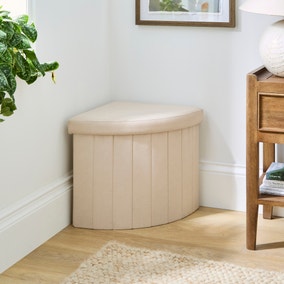 Faux Linen Corner Ottoman