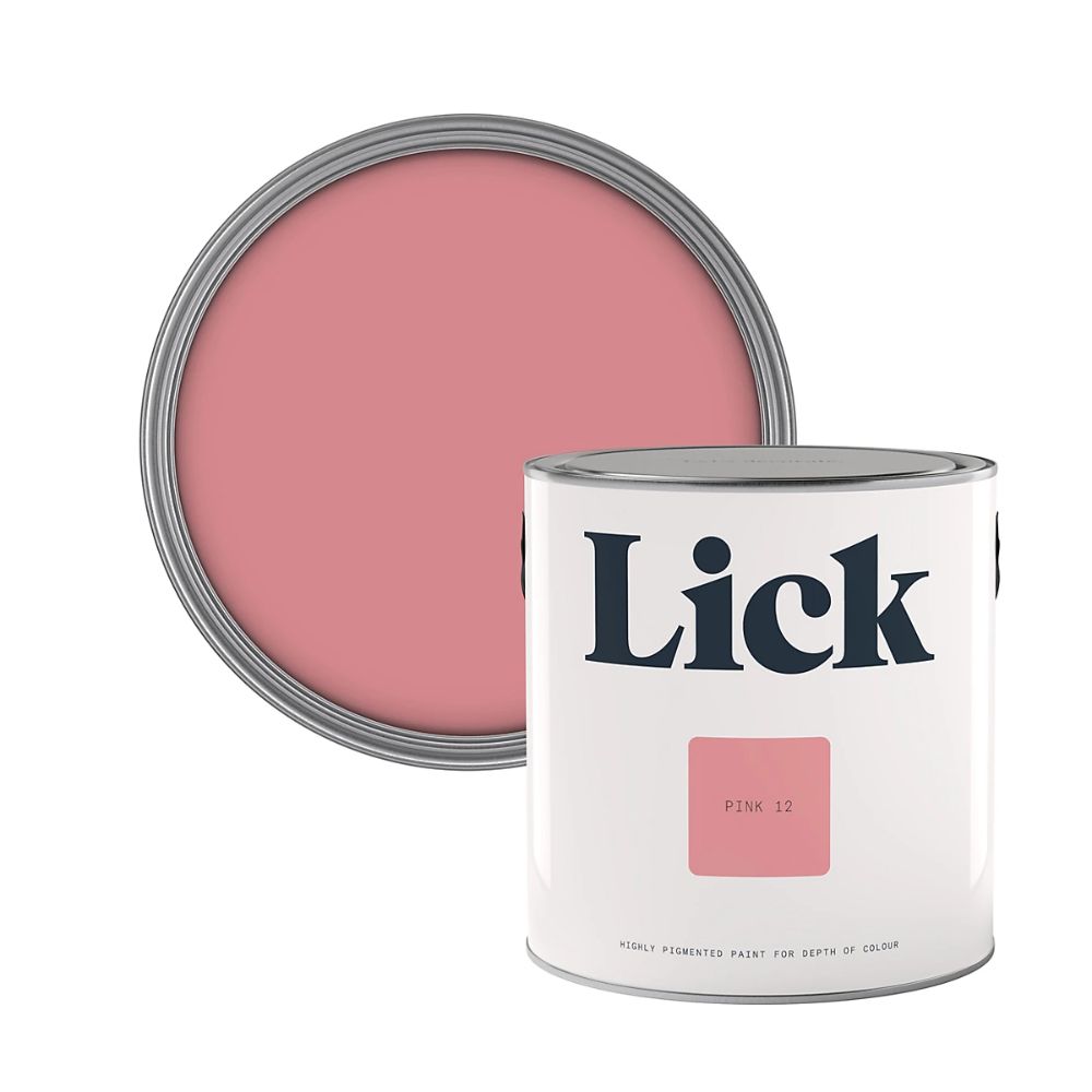 A pot of Lick branded blush pink paint