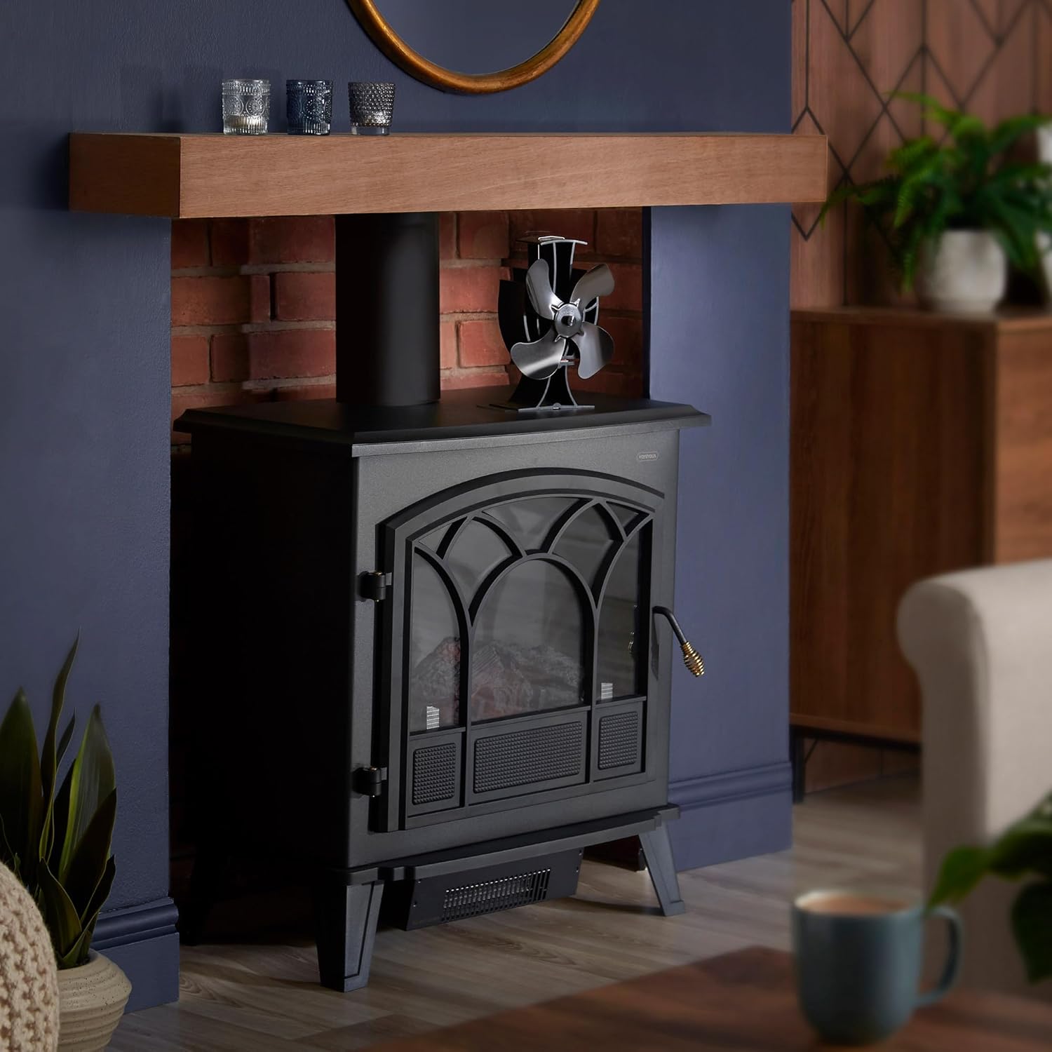 Vonhaus Stove Fan – Log Burner Fire Fan for Wood Burning Stoves, Fireplaces, Stove Heaters – 4 Blades, Silent Operation, Eco Friendly, Heat Powered, Energy Saving