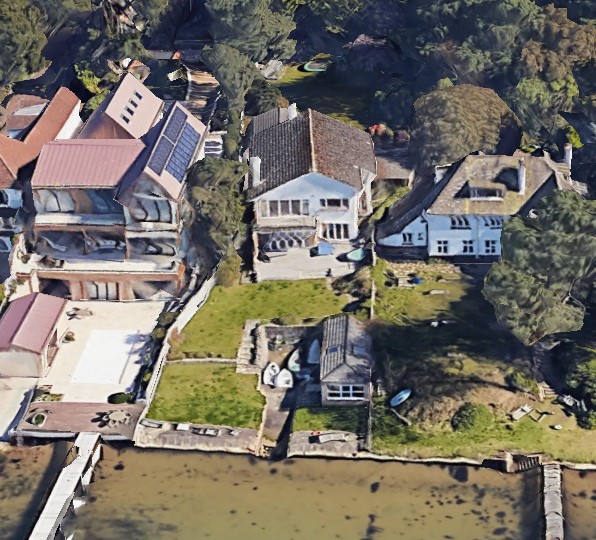 An overhead shot of Harry Redknapp's home on the beach with a large back garden