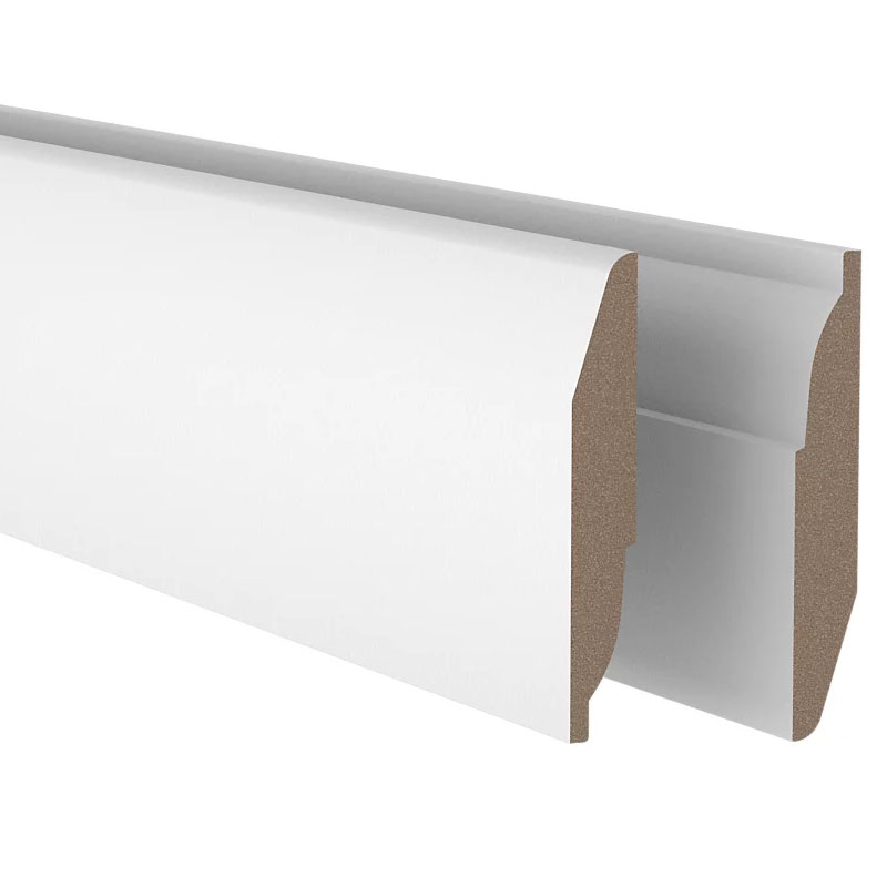 B&amp;Q Fully finished white MDF chamfered ovolo-skirting board